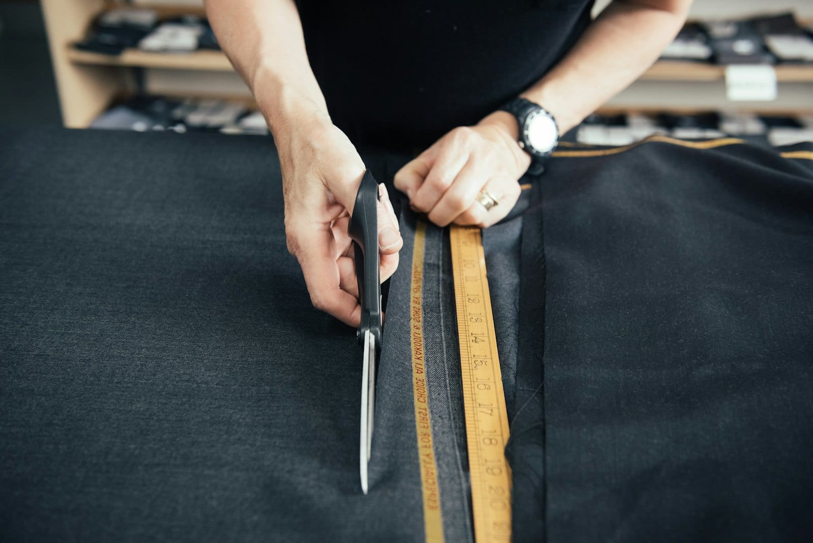 Tailoring shears and fabric